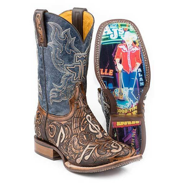 Men's Tin Haul Country Sound Boots Handcrafted Brown - yeehawcowboy
