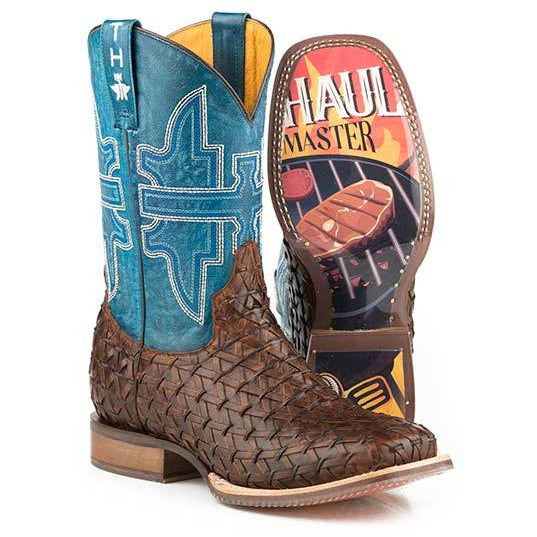 Men's Tin Haul Grill Master Boots With BBQ Sole Handcrafted Brown - yeehawcowboy