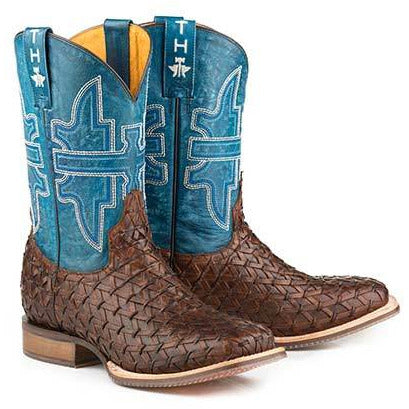 Men's Tin Haul Grill Master Boots With BBQ Sole Handcrafted Brown - yeehawcowboy