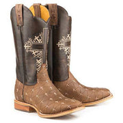 Men's Tin Haul The Gospel Boots With John 3:16 Sole Handcrafted Brown - yeehawcowboy