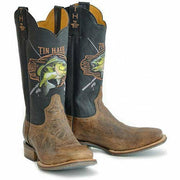 Men's Tin Haul Wallhanger Boots with Fish A Plenty Sole Handcrafted Brown - yeehawcowboy