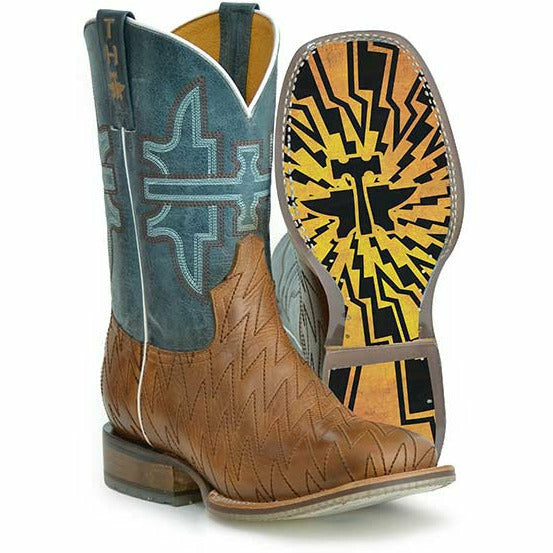 Men's Tin Haul Bolt Boots Lightning Bolt Sole Handcrafted Brown - yeehawcowboy
