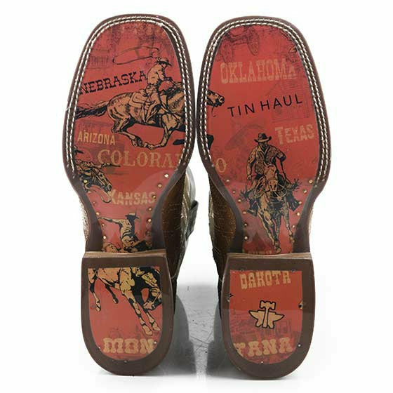 Men's Tin Haul I'm In Stitches Boots with Cowboy Heritage Sole Handcrafted Tan - yeehawcowboy