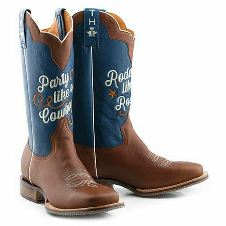 Men's Tin Haul Rodeo Like A Rock Star Boots with Country Festival Sole Handcrafted Brown - yeehawcowboy