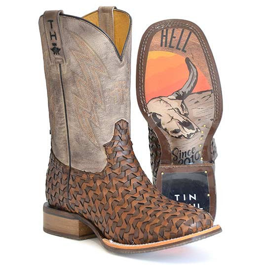 Men's Tin Haul Ripples Boots with Raisin' Hell Sole Handcrafted Tan - yeehawcowboy