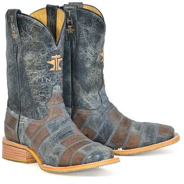 Men's Tin Haul Bricks and Stones Boots with Ride Em' Cowboy Sole Handcrafted Black - yeehawcowboy