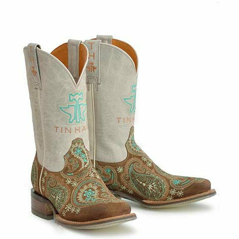 Women's Tin Haul Wildrags Boots Near Home Sole Handcrafted Tan - yeehawcowboy