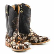 Women's Tin Haul Shaggy Diamonds Boots Vintage Sweetheart Sole Handcrafted Brown - yeehawcowboy