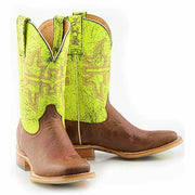 Women's Tin Haul Neon Glow Boots Girls 2Nd Best Friend Sole Handcrafted Brown - yeehawcowboy