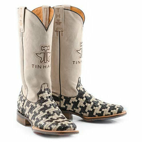 Women's Tin Haul Houndstooth Boots Cowgrl PWR Sole Handcrafted Brown - yeehawcowboy