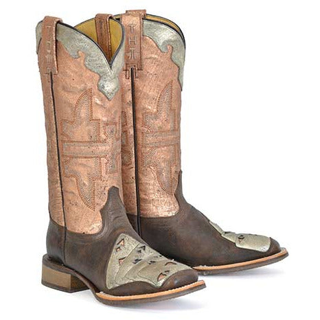 Women's Tin Haul Four of a Kind Boots with Pick a Card Sole Handcrafted Brown - yeehawcowboy