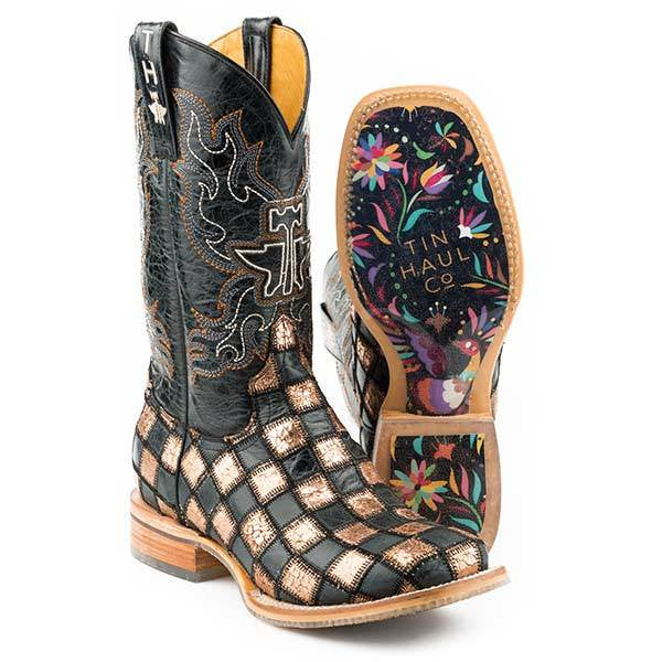 Women‚Äôs Tin Haul Ooh La La Boots With Full Of Color Sole Handcrafted Black - yeehawcowboy