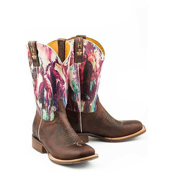 Women's Tin Haul Highbrow Horses Boots With True Love Sole Handcrafted - yeehawcowboy