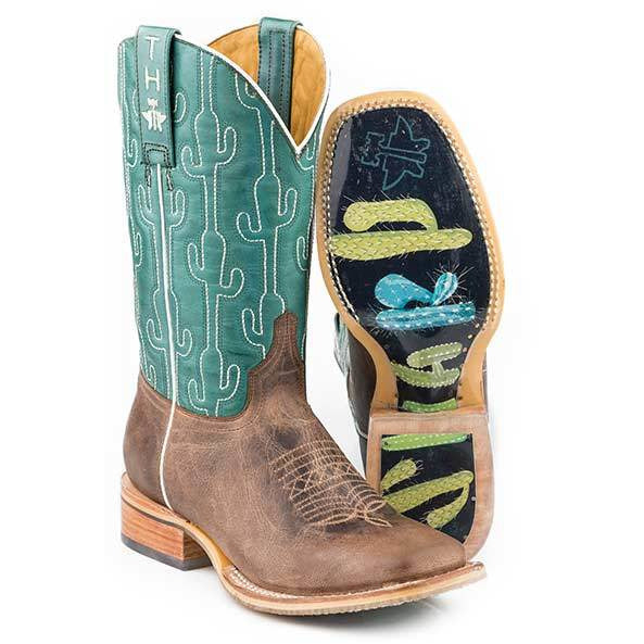 Women's Tin Haul Puff Cactus Boots Handcrafted Tan - yeehawcowboy