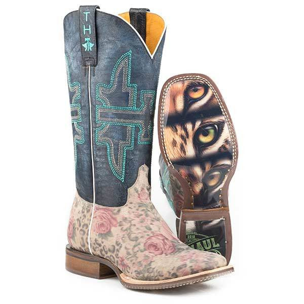 Women's Tin Haul Wild Flower Boots With Cat Eyes Sole Handcrafted Multi Color - yeehawcowboy