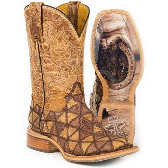 Women‚Äôs Tin Haul Don't Be Scared Boots W Conquer The World Sole Handmade Tan - yeehawcowboy