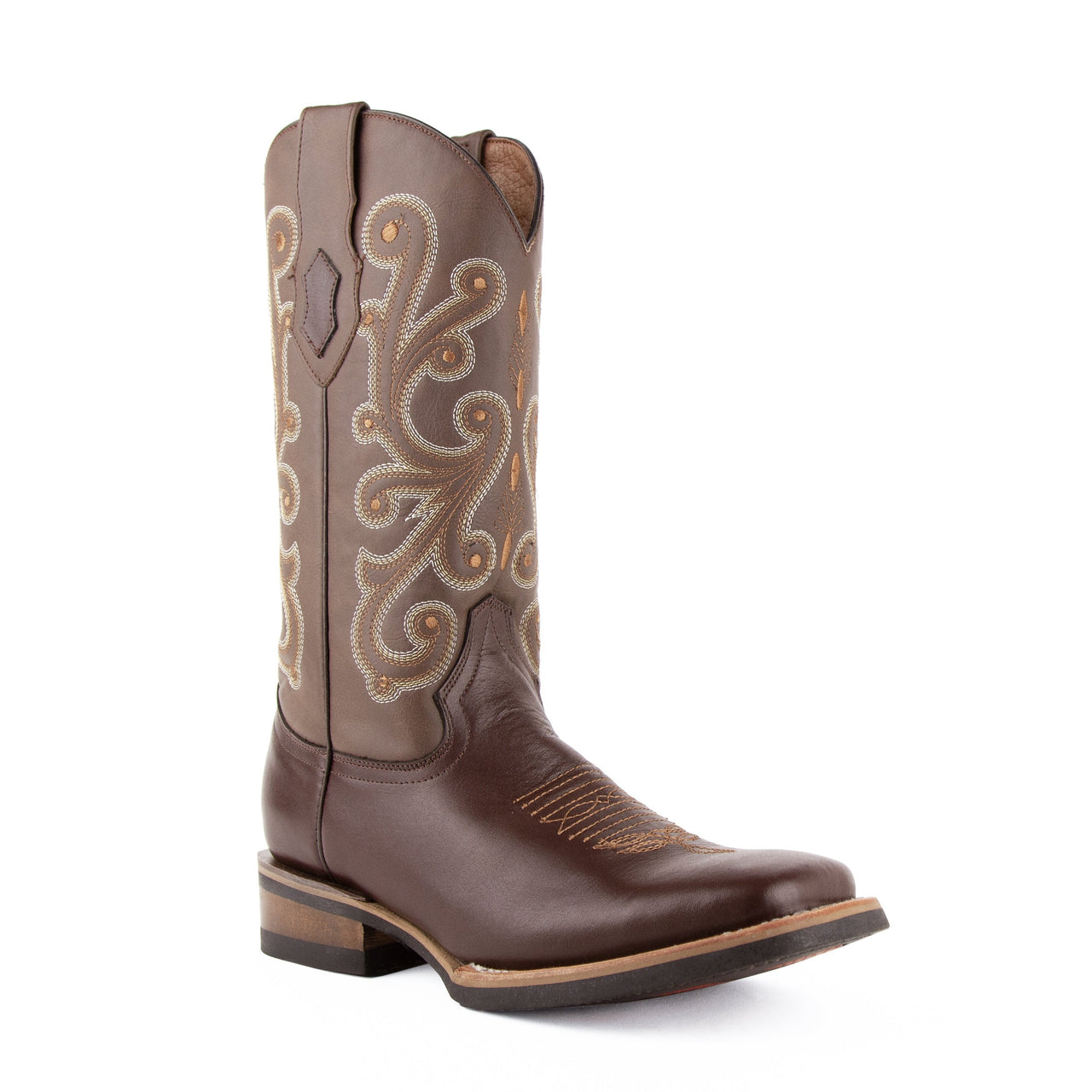 Men's Ferrini French Leather Boots Handcrafted Chocolate - yeehawcowboy