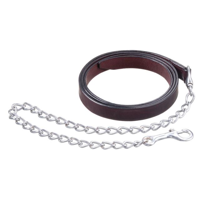 Royal King Leather Lead With Nickel Chain - 3/4" - yeehawcowboy