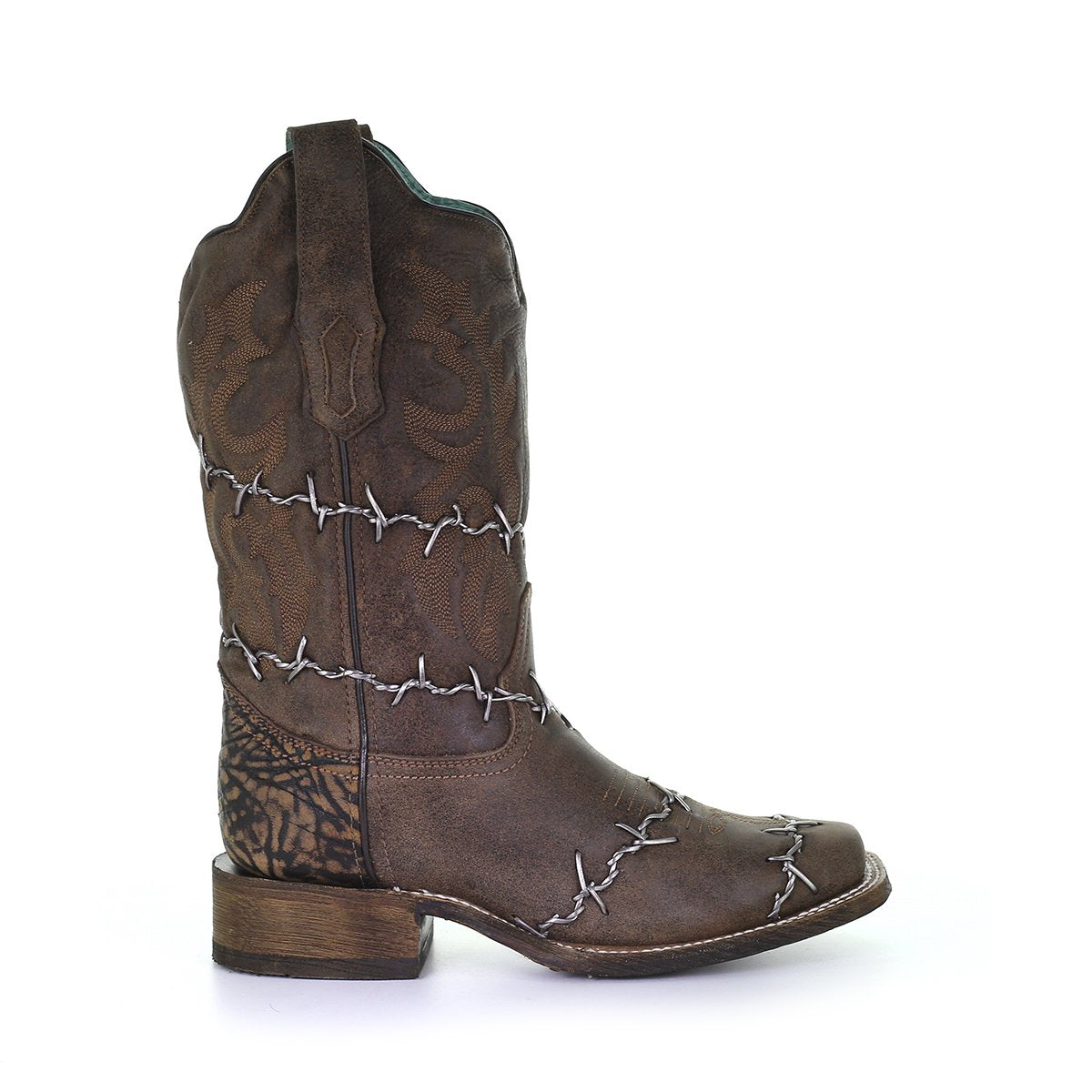 Women's Corral Boots Barbed Wire Woven Handcrafted Brown - yeehawcowboy