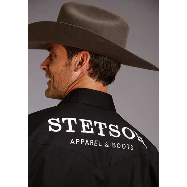 Men's Stetson Long Sleeve Snap Western Shirt Black - yeehawcowboy