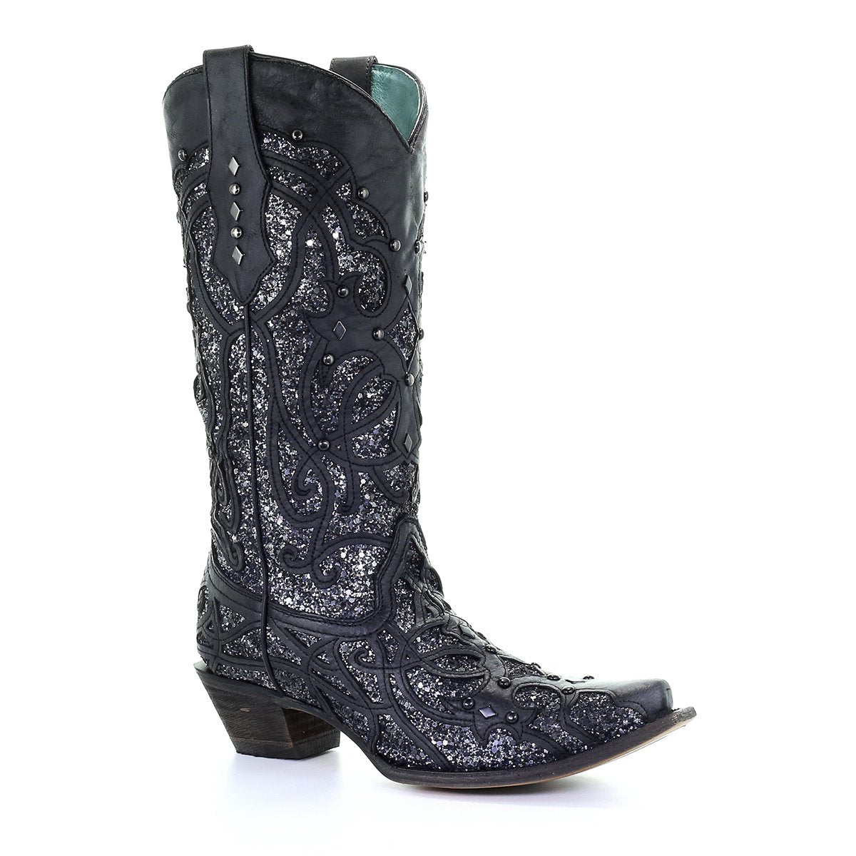 Women‚Äôs Corral Western Boots Black Glitter Handcrafted - yeehawcowboy