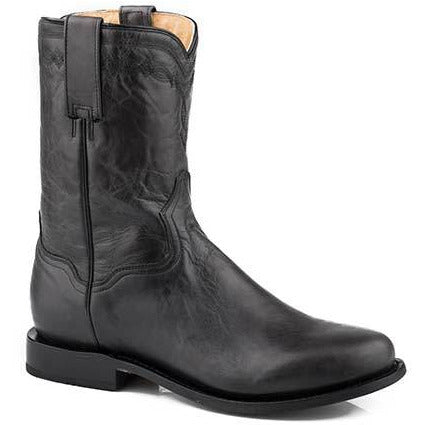 Men's Roper Roderick Leather Boots Handcrafted Black - yeehawcowboy
