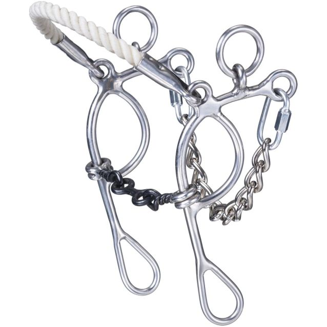 Tough1 Miniature Combination Rope Nose Hackamore With Twisted Dogbone Gag - yeehawcowboy