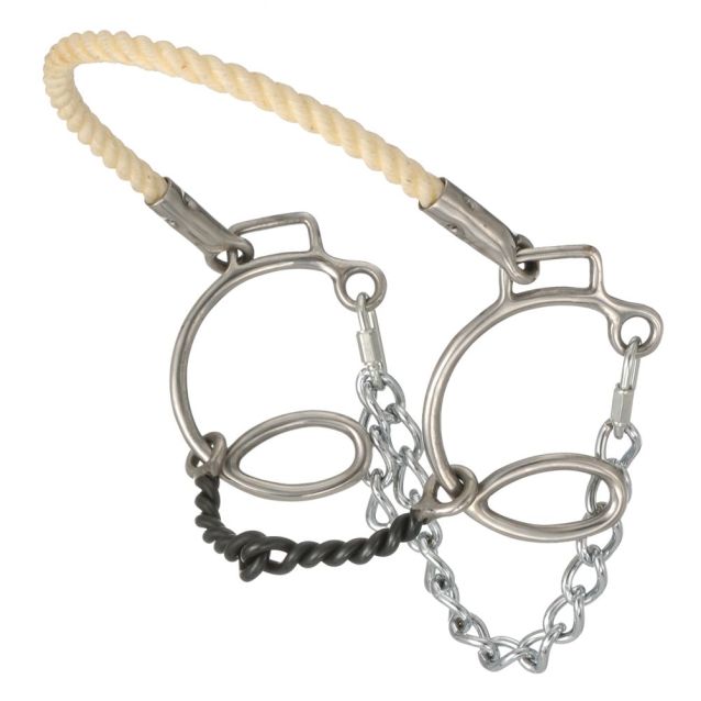 Tough1 Six Cheek Sweet Iron Twisted Snaffle With Rope Nose 5" - yeehawcowboy
