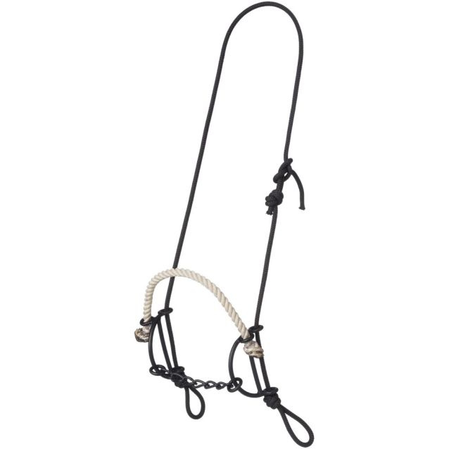 Tough1 Rope Headstall With Rope Nose And Chain Gag Combo 5" - yeehawcowboy