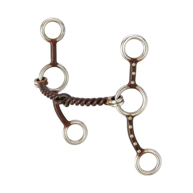 Tough1 Antique Brown Jr. Cowhorse Twisted Wire Snaffle 5" - yeehawcowboy