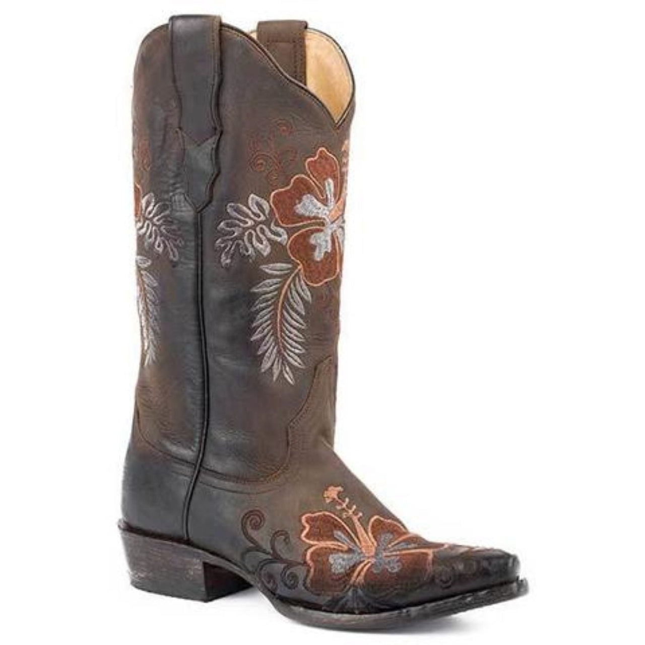 Women's Stetson Aloha Leather Boots Handcrafted Brown - yeehawcowboy