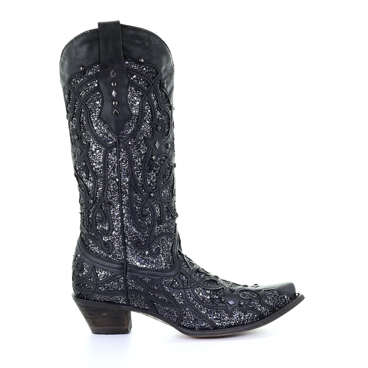 Women‚Äôs Corral Western Boots Black Glitter Handcrafted - yeehawcowboy