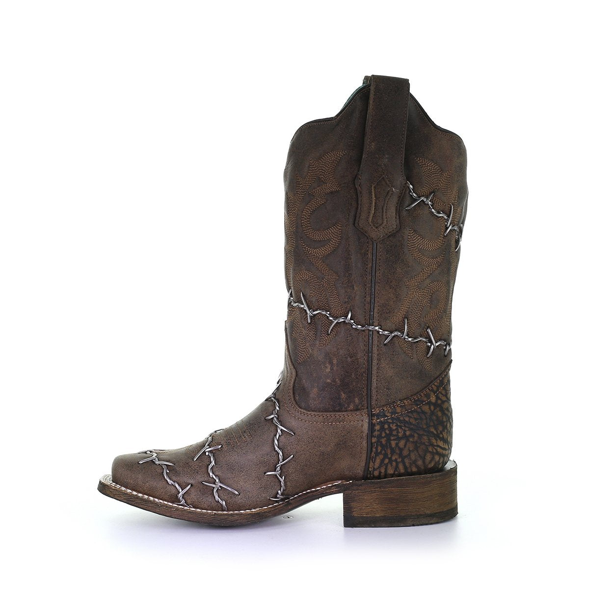 Women's Corral Boots Barbed Wire Woven Handcrafted Brown - yeehawcowboy