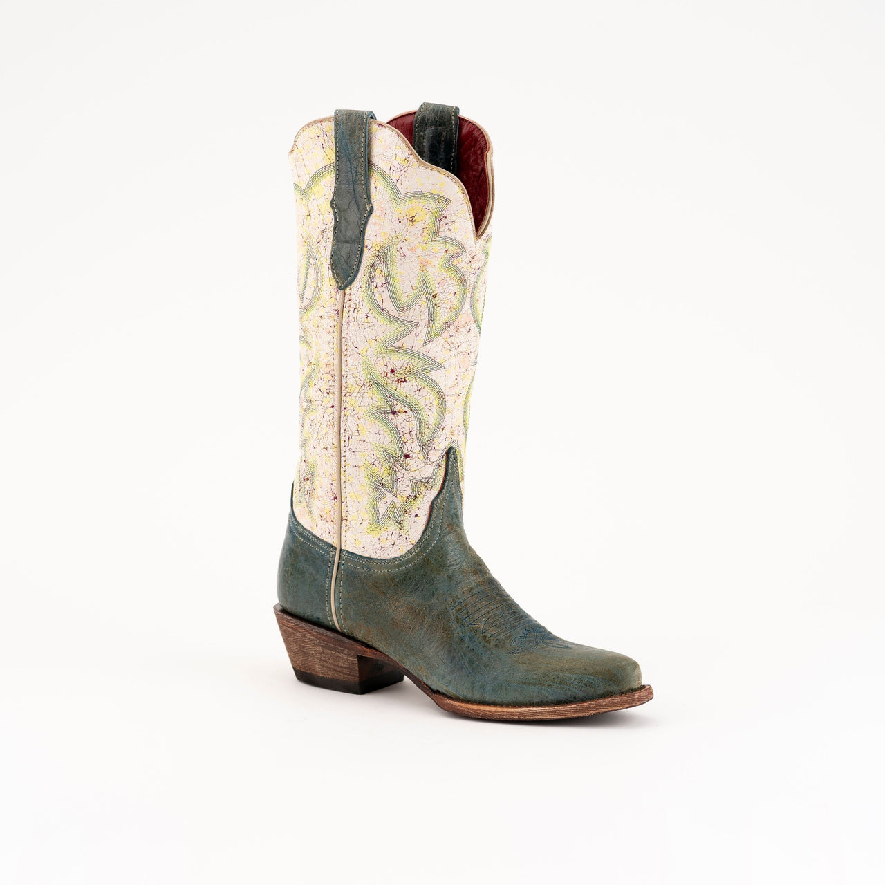 Women's Ferrini Candy Leather Boots Handcrafted Teal - yeehawcowboy