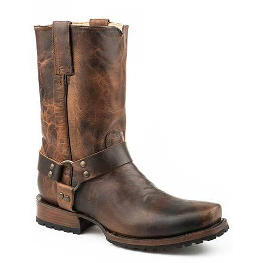 Men's Stetson Heritage Harness  Leather Boots Handcrafted Brown - yeehawcowboy
