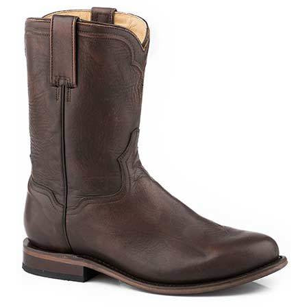Men's Stetson Puncher  Leather Boots Handcrafted Brown - yeehawcowboy