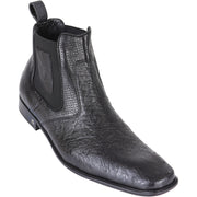 Men's Vestigium Genuine Smooth Ostrich Chelsea Boots Handcrafted Black - yeehawcowboy