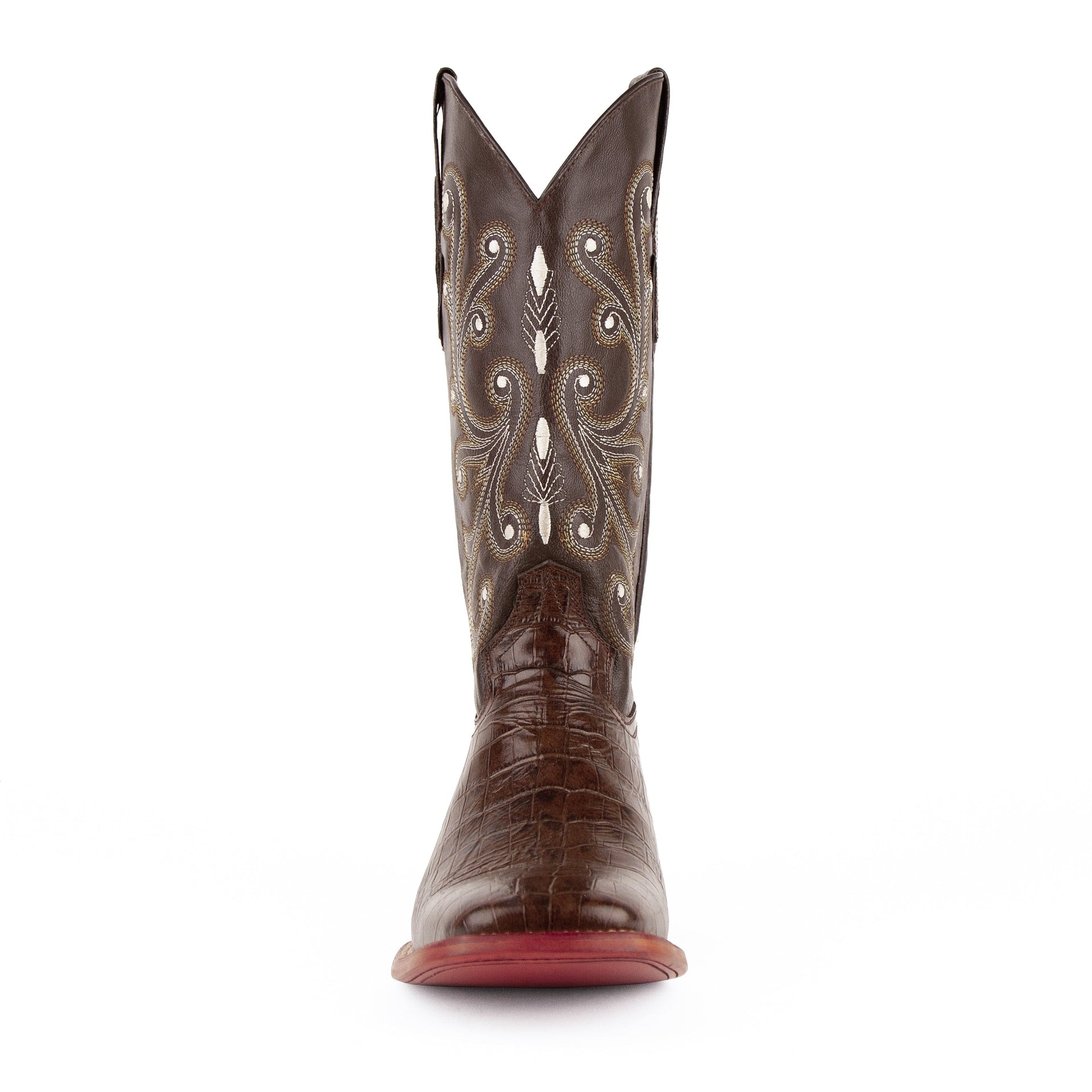 Men's Ferrini Mustang Alligator Belly Print Boots Handcrafted Chocolate - yeehawcowboy