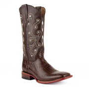 Men's Ferrini Mustang Alligator Belly Print Boots Handcrafted Chocolate - yeehawcowboy