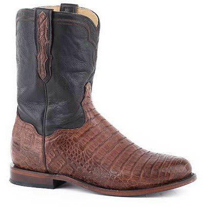Men's Stetson Puncher Exotic Caiman Boots Handcrafted Brown - yeehawcowboy