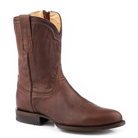 Men's Stetson Rancher Zip  Leather Boots Handcrafted Cognac - yeehawcowboy