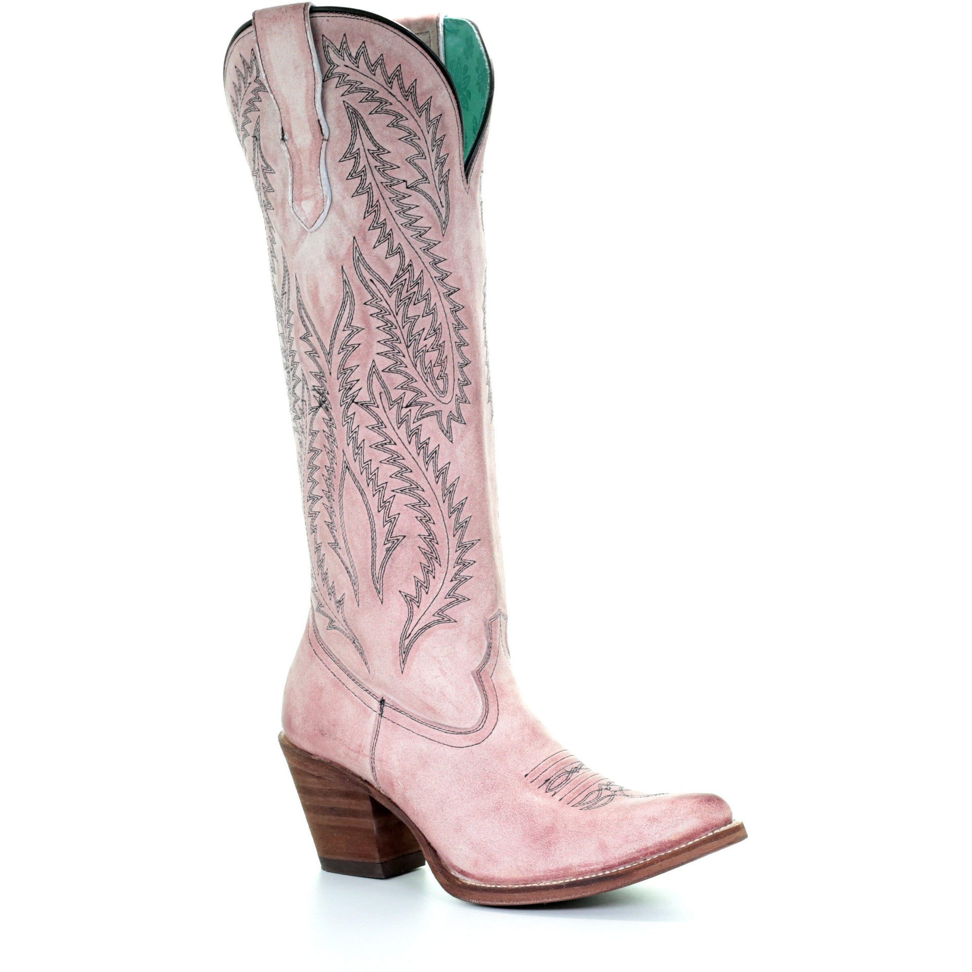 Women's Corral Leather Boots Handcrafted Pink - yeehawcowboy