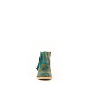 Women's Ferrini Fringe Leather Boots Handcrafted Turquoise - yeehawcowboy