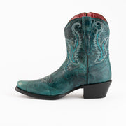 Women's Ferrini Molly Leather Booties Handcrafted Teal - yeehawcowboy