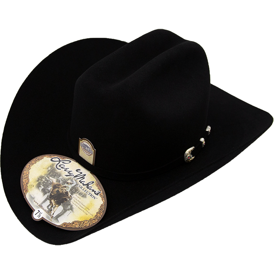 6x Larry Mahan Real Fur Felt Cowboy Hat Black - yeehawcowboy