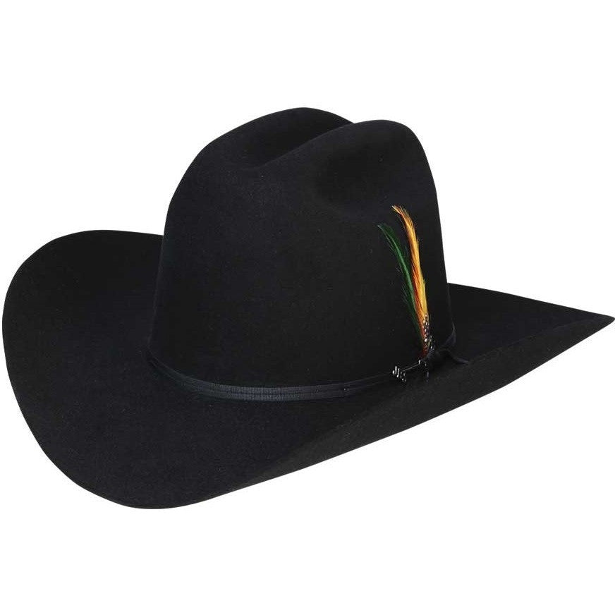 6x Stetson Rancher Fur Felt Hat With Feather Black - yeehawcowboy