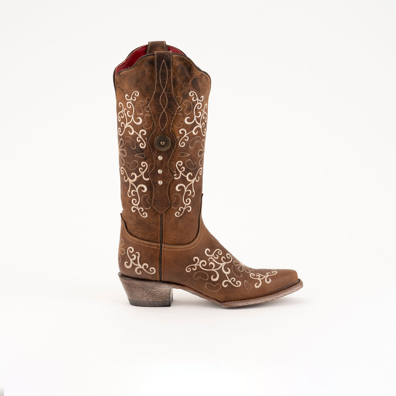 Women's Ferrini Bella Leather Boots Handcrafted Brown - yeehawcowboy