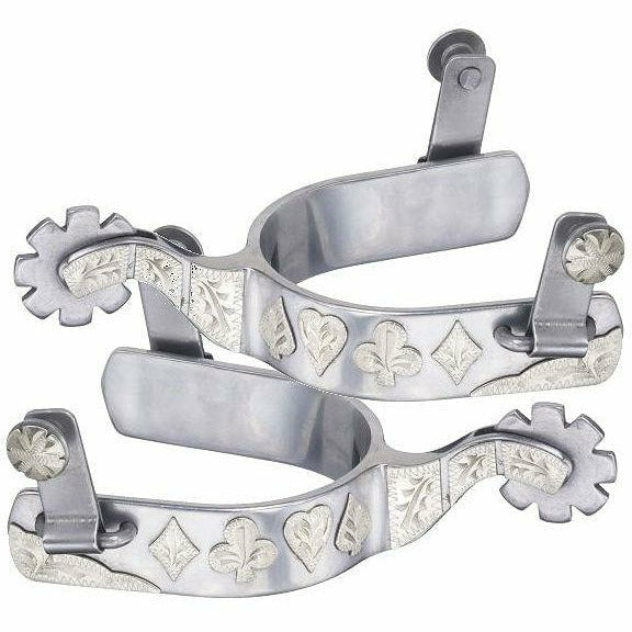 Tough 1 Sweet Iron Spurs with Poker Suits Design - yeehawcowboy
