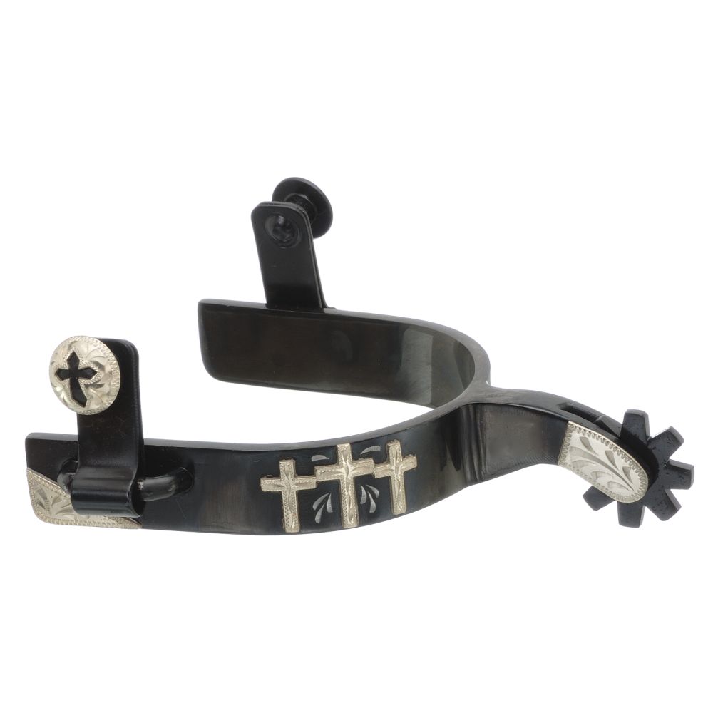 Kelly Silver Star By Tough 1 Ladies Spur with 3 Cross Design - yeehawcowboy