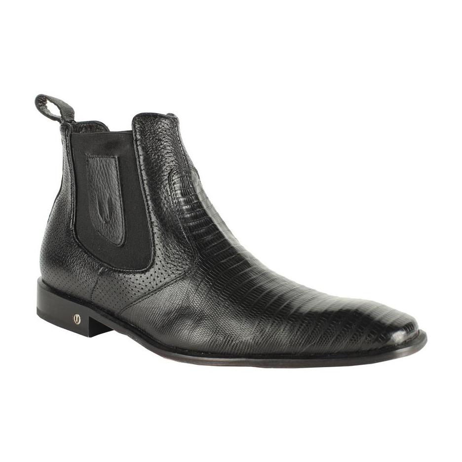 Men's Vestigium Genuine Lizard Chelsea Boots Handcrafted Black - yeehawcowboy